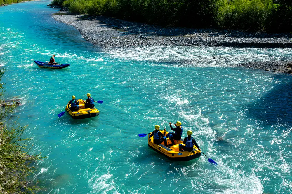 people on a rafting adventure.
