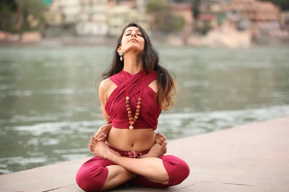 woman in restorative pose.